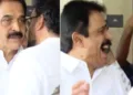 ജോണ് ബ്രിട്ടാസ് കെസിയുടെ ചെവിയില് രഹസ്യം മന്ത്രിക്കുന്നു...അത് കഴിഞ്ഞ് പൊട്ടിച്ചിരി