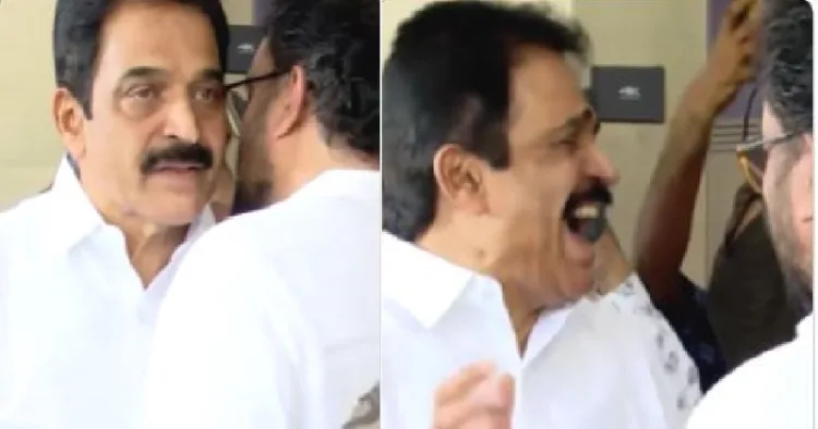ജോണ്‍ ബ്രിട്ടാസ് കെസിയുടെ ചെവിയില്‍ രഹസ്യം മന്ത്രിക്കുന്നു...അത് കഴിഞ്ഞ് പൊട്ടിച്ചിരി