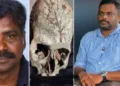 ഒരു ലാബില്‍ നിന്നും എടുത്ത തലയോട്ടിയുമായി വന്ന് ഇത് ധര്‍മ്മസ്ഥലയില്‍ നിന്നുള്ളതാണെന്നും ആയിരക്കണക്കിന് സ്ത്രീകളുടെ തലയോട്ടികള്‍ അവിടെ ഉണ്ടെന്നും നുണ പറഞ്ഞ് ധര്‍മ്മസ്ഥലയെ വിവാദഭൂമിയാക്കിയ ചിന്നയ്യ (ഇടത്ത്) ഏതോ ഗവേഷണലാബില്‍ നിന്നും ചിന്നയ്യ കൊണ്ടുവന്ന തലയോട്ടി (നടുവില്‍) ധര്‍മ്മസ്ഥലയില്‍ ആയിരക്കണക്കിന് സ്ത്രീകളെ കൊന്ന് കുഴിച്ചുമൂടിയെന്ന വിവാദം തുടക്കം മുതലേ ആളിക്കത്തിച്ച, കഴിഞ്ഞ ദിവസം വീണ്ടും ഇതേ ആരോപണം ആവര്‍ത്തിച്ച ലോറി ഉടമ മനാഫ് (വലത്ത്)