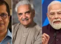 തൃണമൂല്‍ നേതാവ് സാകേത് ഗോഖലെ(ഇടത്ത്) പത്മശ്രീ ജേതാവ് ഡോ. അനില്‍ കുമാര്‍ രസ്തോഗി (നടുവില്‍)