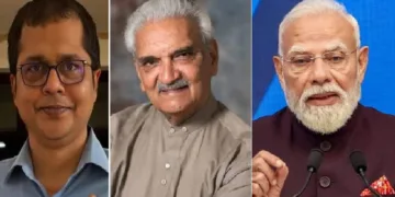 തൃണമൂല്‍ നേതാവ് സാകേത് ഗോഖലെ(ഇടത്ത്) പത്മശ്രീ ജേതാവ് ഡോ. അനില്‍ കുമാര്‍ രസ്തോഗി (നടുവില്‍)