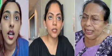 തന്‍വി സുധീര്‍ ഘോഷ് (ഇടത്ത്) അഹാന കൃഷ്ണകുമാര്‍ (നടുവില്‍) അമ്മൂമ്മ വസന്ത (വലത്ത്)