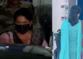 ഇഡി ഓഫീസിലേക്ക് രാവിലെ ചോദ്യം ചെയ്യലിനായി പോകുന്ന നീല ചുരിദാര്‍ ധരിച്ച വീണ വിജയന്‍ (വലത്ത്) വീണ വിജയന്‍ ചോദ്യം ചെയ്യലിന് ശേഷം രാത്രി മടങ്ങുന്നു (ഇടത്ത്)