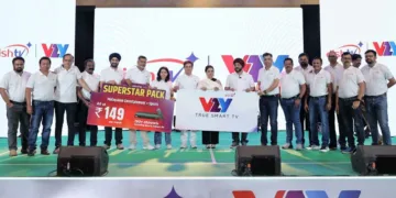 മുൻനിര ഡിടിഎച്ച് സേവനദാതാക്കളായ ഡിഷ് ടിവി വി ഇസഡ് വൈ സ്മാർട്ട് ടിവികൾ ചലച്ചിത്ര താരം പ്രയാഗ മാർട്ടിൻ അവതരിപ്പിക്കുന്നു.   ഡിഷ് ടിവിയുടെ സിഇഒയും എക്സിക്യുട്ടീവ് ഡയറക്ടറുമായ മനോജ് ധോബൽ, ചീഫ് റവന്യു ഓഫീസർ സുഖ്‌പ്രീത് സിംഗ് മറ്റു ഡിഷ് ടിവി പ്രതിനിധികൾ തുടങ്ങിയവർ സമീപം.