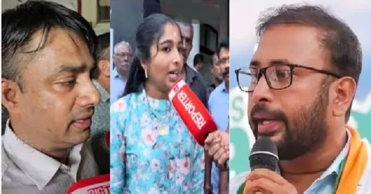 ബിനു പാസ്റ്റര്‍ (ഇടത്ത്) ഓമല്ലൂരിലെ ബിജെപി നേതാവ് ആതിര (നടുവില്‍)