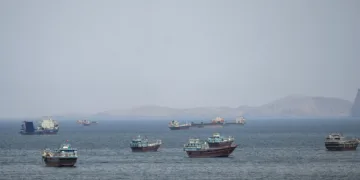 Ships and boats in the Strait of Hormuz, Musandam, Oman, April 22, 2026. REUTERS/Stringer