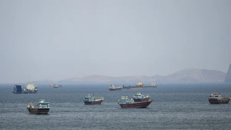 Ships and boats in the Strait of Hormuz, Musandam, Oman, April 22, 2026. REUTERS/Stringer