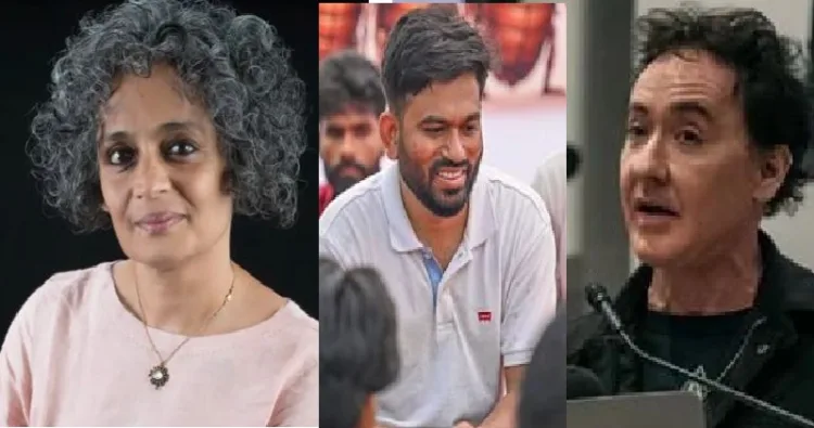 അരുന്ധതീ റോയി (ഇടത്ത്) അഭിജിത് ദീപ്കെ(നടുവില്) ജോണ് കുസാക് (വലത്ത്)