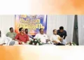 പാലക്കാട് ബിപിഇഎഫ് സംസ്ഥാന സമ്മേളനത്തോടനുബന്ധിച്ചുള്ള സാംസ്‌കാരിക സമ്മേളനത്തില്‍ ഗോവ മുന്‍ ഗവര്‍ണര്‍ അഡ്വ. ശ്രീധരന്‍പിള്ള സംസാരിക്കുന്നു