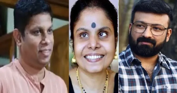 മികച്ച ഗായികയ്ക്കുള്ള ദേശീയ പുരസ്കാരം വൈക്കം വിജയലക്ഷ്മിക്ക് നേടിക്കൊടുത്ത അങ്ങ് വാനക്കോണില് എന്ന ഗാനത്തിന്റെ രചയിതാവ് മനു മഞ്ജിത്തും (ഇടത്ത്) സംഗീത സംവിധായകന് ദീബൂ നൈനാന് തോമസും (വലത്ത്)