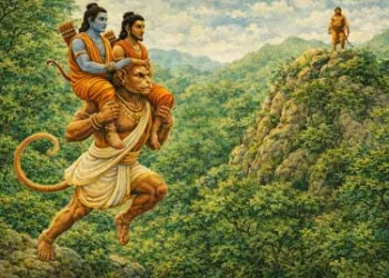 ശ്രീരാമലക്ഷ്മണന്മാരേ ചുലിലേറ്റി മാരുതി സുഗ്രീവ സവിധത്തിലേക്ക്‌