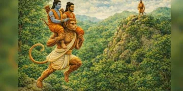 ശ്രീരാമലക്ഷ്മണന്മാരേ ചുലിലേറ്റി മാരുതി സുഗ്രീവ സവിധത്തിലേക്ക്