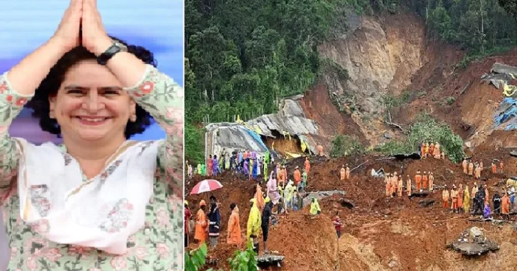 പ്രിയങ്ക ഗാന്ധി(ഇടത്ത്) വയനാട്ടിലെ കള്ളാടി (വലത്ത്)