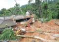 വയനാട് മേപ്പാടിയില്‍ തുരങ്കപാത നിര്‍മാണ മേഖലയിലുണ്ടായ മണ്ണിടിച്ചിലില്‍ തകര്‍ന്ന വീട്‌