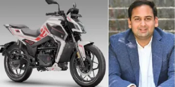 ഇന്ത്യയില്‍ തരംഗമായ മാറ്റര്‍ എന്ന നാല് ഗിയറുള്ള ഇലക്ട്രിക് ബൈക്ക് നിര്‍മ്മാണക്കമ്പനിയുടെ ഉടമ മൊഹല്‍ ലാല്‍ഭായി (വലത്ത്)