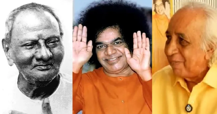 നിസര്ഗ്ഗ മഹാരാജ് (ഇടത്ത്) സായിബാബ (നടുവില്)