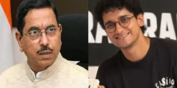 പുതിയതായി വിദ്യാഭ്യാസവകുപ്പിന്‍റെ ചുമതലയുള്ള പ്രള്‍ഹാദ് ജോഷിയും (ഇടത്ത്) സിജെപി വക്താവ് സൗരവ് ദാസും(വലത്ത്)