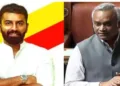 കർണാടക മന്ത്രി പ്രിയങ്ക് ഖാർഗെ (വലത്ത്) കോൺഗ്രസ് നേതാവ് മുഹമ്മദ് നാലപ്പാട് (ഇടത്ത്)