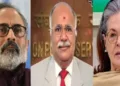 കോണ്‍ഗ്രസ് ഭരണകാലത്ത് കേന്ദ്ര ആഭ്യന്തര വകുപ്പ് ഉദ്യോഗസ്ഥനായ ആര്‍വിഎസ് മണി (നടുവില്‍)