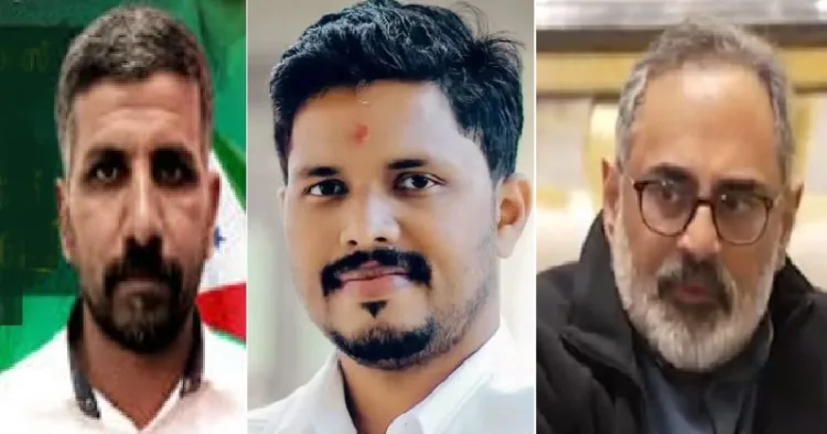 യുവമോര്ച്ച നേതാവ് പ്രവീണ് നെട്ടാരുവിനെ വധിച്ച പോപ്പുലര് ഫ്രണ്ട് ഭീകരന് അബ്ദുള് നാസിര് (ഇടത്ത്) കൊല്ലപ്പെട്ട പ്രവീണ് നെട്ടാരു (നടുവില്)