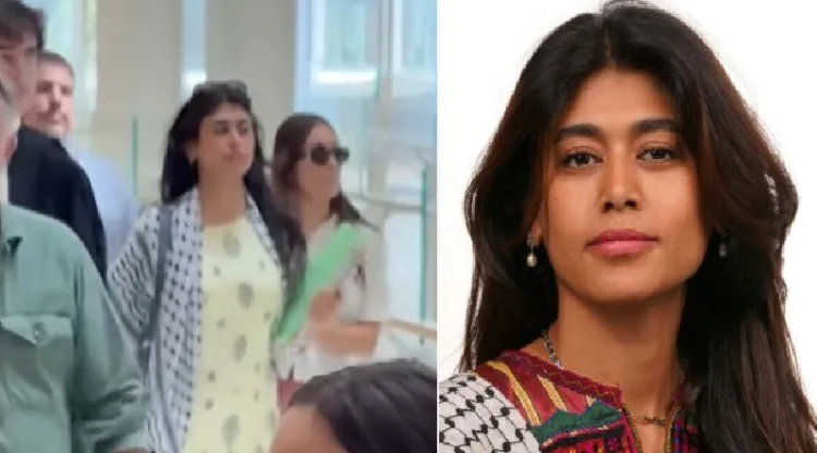 കഫിയ ധരിച്ച് ഫ്രഞ്ച് കോടതിയില് വിചാരണയ്ക്കായി പോകുന്ന റിമ ഹസ്സന് (ഇടത്ത്) റിമ ഹസ്സന് (വലത്ത്)