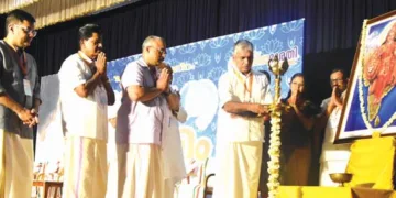 ദേശീയ സേവാഭാരതി എറണാകുളം ഭാസ്കരീയം കണ്വെന്ഷന് സെന്ററില് സംഘടിപ്പിച്ച സുകൃത സംഗമം മുന് ഡിജിപി ഡോ. ജേക്കബ് തോമസ് ഉദ്ഘാടനം ചെയ്യുന്നു. ഡോ. ശ്രീറാം ശങ്കര്, ഡോ. രഞ്ജിത്ത് വിജയ്ഹരി, സി.എസ്. മോഹനന്, എ. ഗോപാലകൃഷ്ണന്, സീതാ ശങ്കര്, ജോസ് പുളിമൂട്ടില് സമീപം