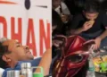 സോനം വാങ്ചുക് നിരാഹാരം അനുഷ്ഠിക്കുന്നു (ഇടത്ത്) ബ്രഡ് പക്കോഡയും നൂഡില്സും തട്ടിവിടുന്ന കോക്രോച്ച് ജനതാപാര്ട്ടി നേതാവ് അഭിജിത് ദീപ്കെ(വലത്ത്)
