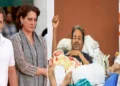 സോനം വാങ്ചുകും ഭാര്യ ഗീതാഞ്ജലി ആങ്മോയും (വലത്ത്)