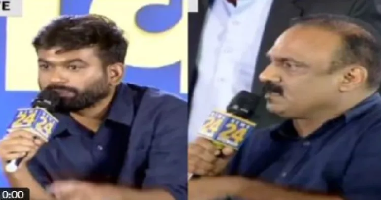അഭിജിത് ദീപ്കെ (ഇടത്ത്) ലൈവ് ടിവിയുടെ റിപ്പോര്‍ട്ടര്‍ (വലത്ത്)