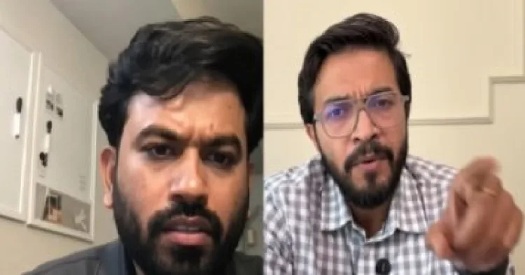 സിജെപി നേതാവ് അഭിജിത് ദീപ്കെ (ഇടത്ത്) മാധ്യമപ്രവര്‍ത്തകന്‍ (വലത്ത്)