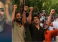 രാഷ്ട്രീയ നിരീക്ഷകനായ അഭിജിത് അയ്യര്‍ മിത്ര (ഇടത്ത്) പാറ്റ പാര്‍ട്ടി നേതാക്കളായ അശുതോഷ് റാങ്ക, സൗരവ് ദാസ്, അഭിജിത് ദീപ്കെ എന്നിവര്‍ (വലത്ത്)