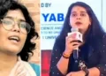 എഐഎസ്എ (ഐസ) എന്ന ഇടത് പക്ഷ വിദ്യാര്‍ത്ഥി സംഘടനയുടെ നേതാവ് അഞ്ജലി (ഇടത്ത്) അവരെ ഒരു ചര്‍ച്ചയില്‍ പൊളിച്ചടക്കുന്ന എബിവിയുടെ ശാലിനി വര്‍മ്മ (വലത്ത്)