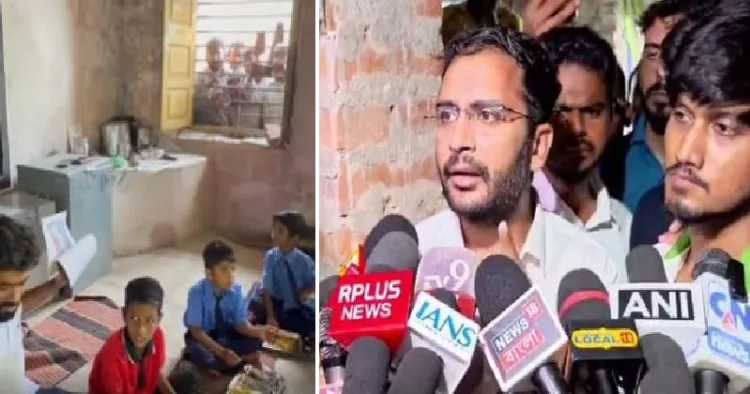 പുറത്തെ സ്കൂളിലെ കുട്ടികളെ കൊണ്ടുവന്ന് ലാത്തൂരിലെ സ്കൂളില്‍ ക്ലാസെടുക്കുന്ന അഭിജിത് ദീപ്കെ (ഇടത്ത്) ബംഗാളില്‍ പ്രതിഷേധവുമായി അശുതോഷ് റാങ്കെ (വലത്ത്)