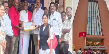 തമിഴ്നാട്ടില് സിപിഎമ്മിന് മൂന്ന് കോടി രൂപയുടെ സ്വത്ത് ഇഷ്ടദാനമായി നല്കി ദമ്പതികള്. അണ്ണാനഗര് സ്വദേശികളായ അഭിഭാഷകന് ഇ ഗോകുല് കൃഷ്ണന്, ഭാര്യയും (ഇടത്ത്) എകെജി സെന്റര് (വലത്ത്)