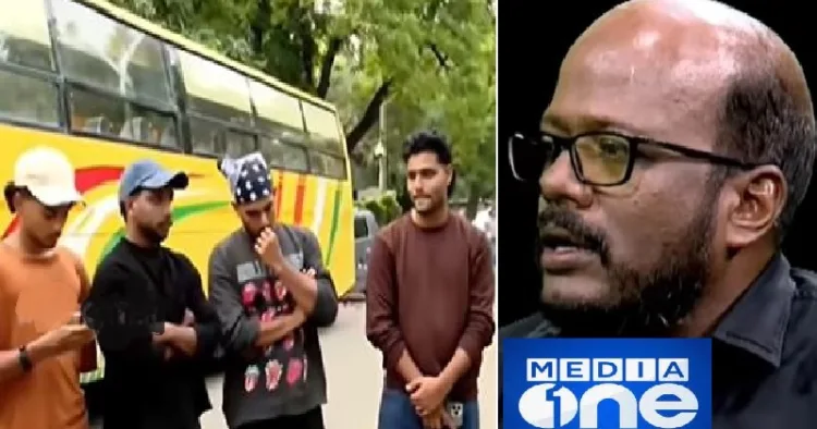 ദല്‍ഹിയിലെ ജന്തര്‍ മന്തര്‍ സമരത്തിന് ബസില്‍ എത്തിയ മലപ്പുറം യുവാക്കള്‍. ഇവര്‍ ഹിമാചല്‍പ്രദേശിലെ കസോളില്‍ പോവുകയായിരുന്നു (ഇടത്ത്) മീഡിയവണ്ണിലെ ദാവൂദ് (വലത്ത്)