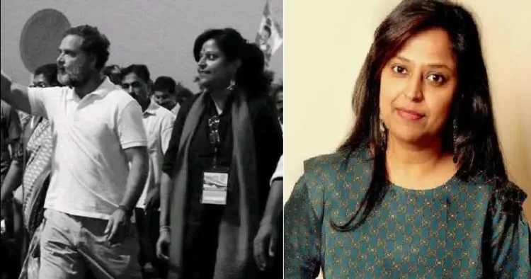 തെലുങ്കാന കോണ്‍ഗ്രസ് പാര്‍ട്ടി നേതാവും കോണ്‍ഗ്രസ് ദേശീയ വക്താവ് പവന്‍ ഖേരയുടെ ഭാര്യയുമായ കോട്ട നീലിമ രാഹുല്‍ ഗാന്ധിയ്ക്കൊപ്പം (ഇടത്ത്) കോട്ട നീലിമ (വലത്ത്)