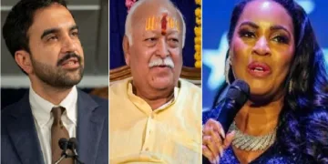 ഗായിക മേരി മില്‍ബെന്‍ (വലത്ത്) ന്യൂയോര്‍ക്ക് മേയര്‍ സൊഹ്റാന്‍ മംദാനി (ഇടത്ത്)