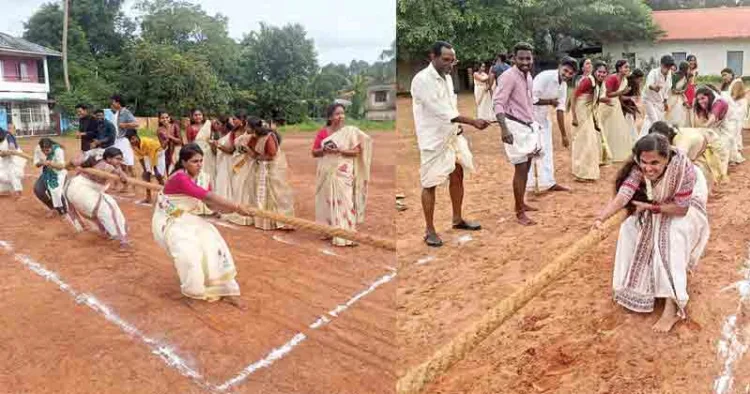 കോട്ടയം കുടമാളൂര് ബിഎഡ് കോളേജില് ഓണാഘോഷത്തിന്റെ ഭാഗമായി നടന്ന വടംവലി മത്സരത്തിന്റെ ആവേശക്കാഴ്ചയില്നിന്ന്.