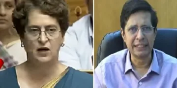പ്രിയങ്ക ഗാന്ധി (ഇടത്ത്) മദ്രാസ് ഐഐടി ഡയറക്ടര്‍ പ്രൊഫ. വി. കാമകോടി (വലത്ത്)