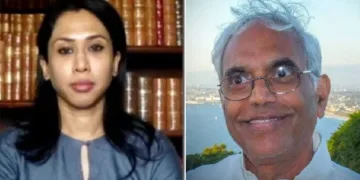 ഷമ മുഹമ്മദ് (ഇടത്ത്) ഐഐടി പൂര്വ്വ വിദ്യാര്ത്ഥി ജ്ഞാന് സി മെഹ്ത (വലത്ത്)