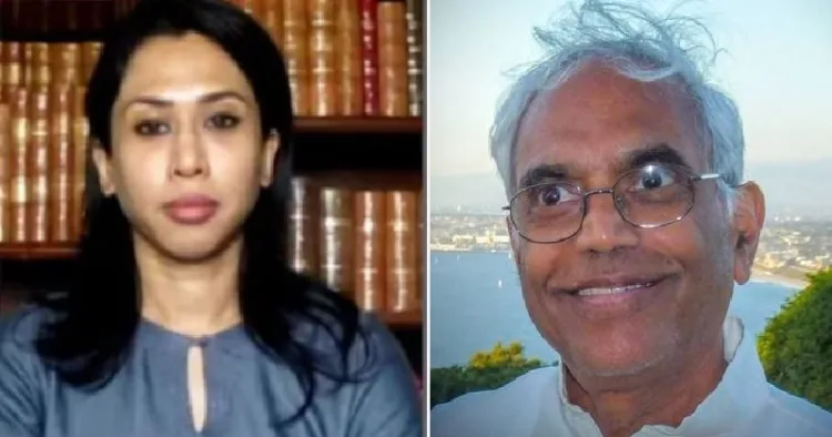 ഷമ മുഹമ്മദ് (ഇടത്ത്) ഐഐടി പൂര്‍വ്വ വിദ്യാര്‍ത്ഥി ജ്ഞാന്‍ സി മെഹ്ത (വലത്ത്)