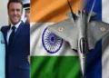 മോദിയും മാക്രോണും (ഇടത്ത്) ആറാം തലമുറ യുദ്ധവിമാനം (വലത്ത്)