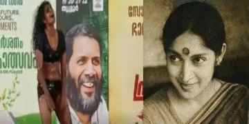 ഡിവൈഎഫ്ഐ സംസ്ഥാന സമ്മേളന വേദിയില്‍ ചിന്നു ചിലങ്കയുടെ നാടകാവതരണം (ഇടത്ത്) സ്നേഹലതാ റെഡ്ഡി (വലത്ത്)