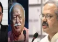 ആര്‍എസ്എസ് ദേശീയ മാധ്യമ, പബ്ലിസിറ്റി മേധാവി സുനില്‍ അംബേക്കര്‍ (വലത്ത്) ആര്‍എസ്എസ് മേധാവി മോഹന്‍ ഭാഗവത് (നടുവില്‍) ന്യൂയോര്‍ക്ക് മേയര്‍ സൊഹ്റാന‍് മംദാനി (ഇടത്ത്)