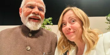 Dubai : PM Narendra Modi With Prime Minister of Italy Giorgia Meloni during the COP-28 in Dubai on Friday, December 01, 2023. (Photo: IANS/@Giorgia Meloni)