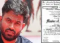 ദ ഹിന്ദു ദിനപത്രം പ്രസിദ്ധീകരിച്ച മോദിയുടെ ഡിഗ്രി സര്‍ട്ടിഫിക്കറ്റ് (വലത്ത്) സിജെപി നേതാവ് അഭിജിത് ദീപ്കെ (ഇടത്ത്)