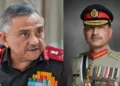 മുന്‍ സംയുക്തസേനാമേധാവി അനില്‍ ചൗഹാന്‍ (ഇടത്ത്) പാകിസ്ഥാന്‍ ജനറല്‍ അസിം മുനീര്‍ (വലത്ത്)