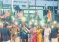 തിരുവനന്തപുരത്ത് വൈദ്യുതി ഭവന് മുന്നില്‍ ബിജെപി ടോര്‍ച്ച് തെളിയിച്ച് നടത്തിയ പ്രതിഷേധം