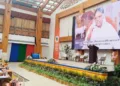 ഗ്ലോബല്‍ കോണ്‍ഷ്യസ് ഫുഡ് സിസ്റ്റംസ് ഉച്ചകോടിയില്‍ മാതാ അമൃതാനന്ദമയീ ദേവി വീഡിയോ കോണ്‍ഫറന്‍സ് വഴി മുഖ്യപ്രഭാഷണം നടത്തുന്നു