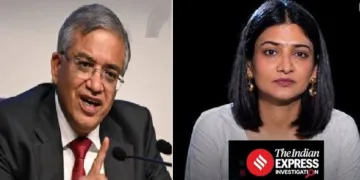 കേന്ദ്ര തെരഞ്ഞെടുപ്പ് മുഖ്യ കമ്മീഷണര്‍ ഗ്യാനേഷ് കുമാര്‍ (ഇടത്ത്) തെരഞ്ഞെടുപ്പ് കമ്മീഷന്‍ തകര‍്ന്നു എന്ന രീതിയില്‍ കെട്ടിച്ചമച്ച ലേഖനപരമ്പര തയ്യാറാക്കിയ ഇന്ത്യന്‍ എക്സ്പ്രസ് ലേഖിക റിതിക ചോപ്ര (വലത്ത്)